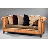 Brown Leather Chesterfield Sofa, 20th c., by Ralph Lauren, h. 35 in., w. 86 1/2 in., d. 39 1/2 in.