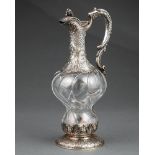 French First Standard Silver and Molded Glass Claret Jug, Leon Lapar, Paris, act. 1878-1897 at 16