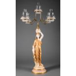 Cricklite Figural Five-Light Fairy Lamp, c. 1885, Classical porcelain figure marked "Royal Worcester