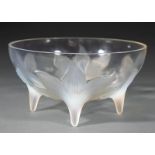 Lalique "Lys" Glass Bowl, marked "R. LALIQUE/FRANCE", h. 5 in., dia. 9 3/8 in