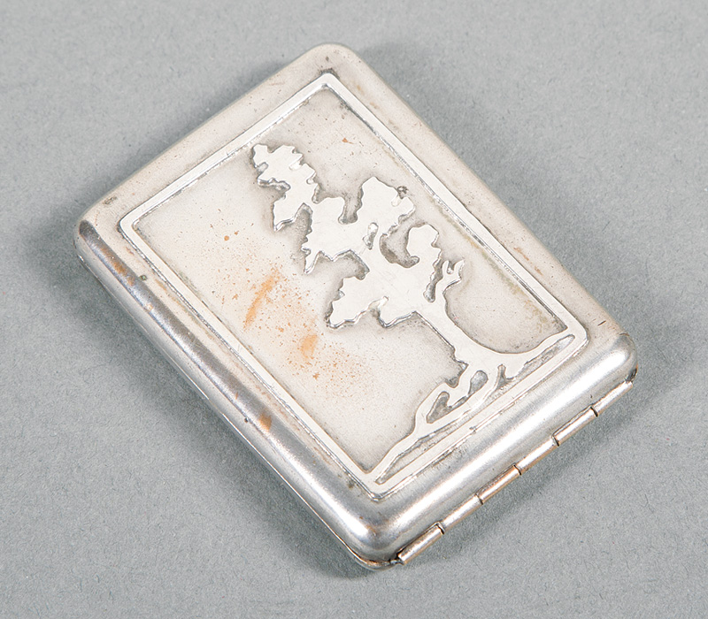 Newcomb College Hand-Wrought Sterling Silver Matchbox Holder, c. 1920-30, artist unknown,