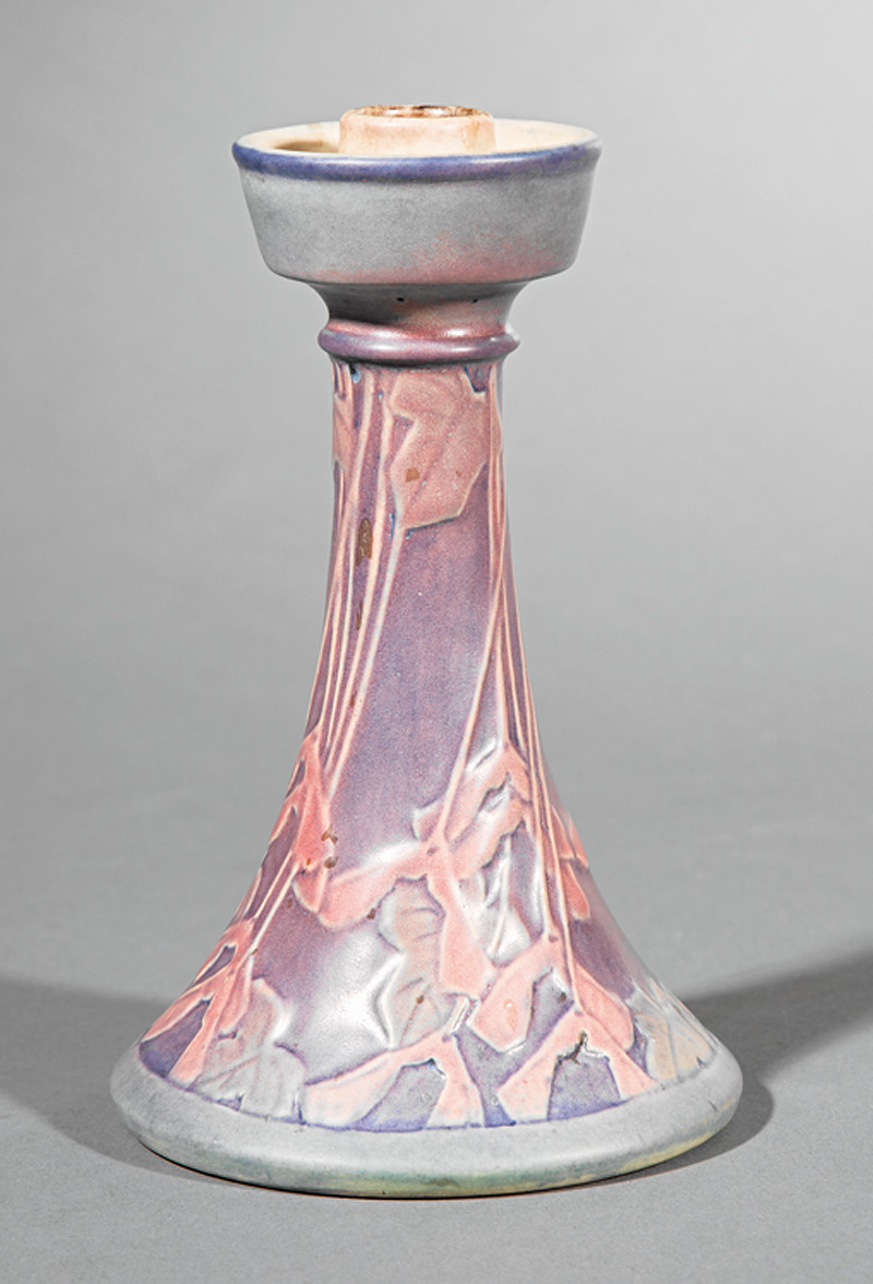 Newcomb College Art Pottery Candlestick, 1919, decorated by Henrietta Bailey with relief-carved - Image 2 of 4