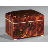 George III Mother-of-Pearl Inlaid Tortoiseshell Tea Caddy, early 19th c., serpentine form,