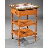 Louis Philippe Fruitwood Refraichissoir, early 19th c., galleried marble top with bottle wells,