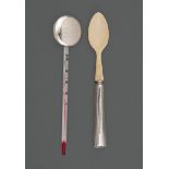 French Silver and Ivorine Caviar Spoon, hallmarks rubbed, l. 6 1/2 in., in fitted case marked