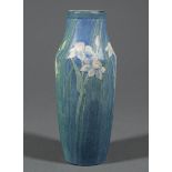 Newcomb College Art Pottery Vase, 1915, decorated by Ethel Canney Crumb with relief-carved white