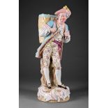 Large Meissen Polychrome Porcelain Figure of a Gardener, 19th c., crossed swords mark, h. 20 1/4