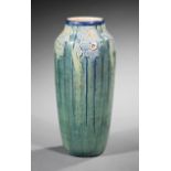 Newcomb College Art Pottery Vase, 1912, decorated by Sadie Irvine with relief-carved jonquils motif,