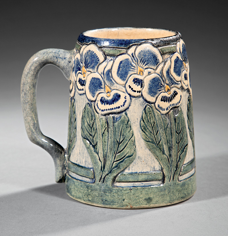 Newcomb College Art Pottery High Glaze Tankard, 1907, decorated by May Louise Dunn with high - Image 2 of 3