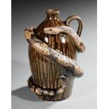 Melvin and Michael Crocker Stoneware "Snake" Jug, 2004, North Carolina, signed, h. 13 3/4 in