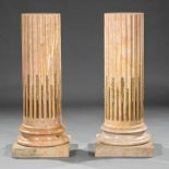 Pair of French Bronze-Mounted Fluted Marble Pedestals , h. 40 in., w. 16 in., d. 16 in