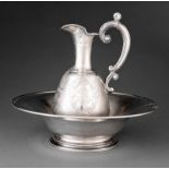 Napoleon III.800 Silver Ewer and Basin, Emile Hugo, Paris, act. 1853-1880, export hallmarks, ewer