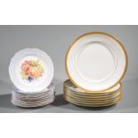 Eleven English Porcelain Fruit Plates, c. 1930s, marked "Copelands/ Grosvenor China", dia. 8 in.;
