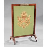 Empire Bronze-Mounted Walnut Firescreen, early 19th c., rectangular frame, later needlepoint with