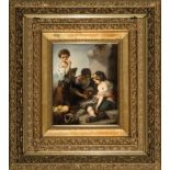 KPM Porcelain Plaque, late 19th c., impressed monogram and scepter mark, depicting "Dice Players"