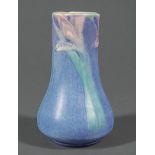 Newcomb College Art Pottery Bottle Vase, 1923, decorated by Sadie Irvine with relief-carved irises