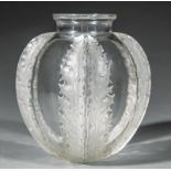 Lalique "Chardons" Glass Vase, marked "R. Lalique France", h. 7 3/8 in., dia. 6 1/2 in