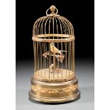 Antique French Singing Bird Automaton, c. 1920, bird tweets and moves, h. 11 in., dia. 5 1/2 in