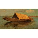 Vasily Zasipkin (Russian/Indonesia, 19th/20th c.), "Boat in the Harbor" and "Houses on the Water",