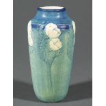 Newcomb College Art Pottery Vase, 1910, decorated by Anna Frances Simpson with relief-carved white