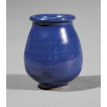 Newcomb College Art Pottery Forty Thieves "Ali Baba" Jar, c. 1920, glossy navy blue glaze, base