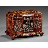 George III Tortoiseshell Tea Caddy, early 19th c., serpentine form, single lidded compartment,