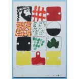 Joe Tilson, RA (b.1928) Unframed abstract study of twelve small prints. Signed and dated '1982' in