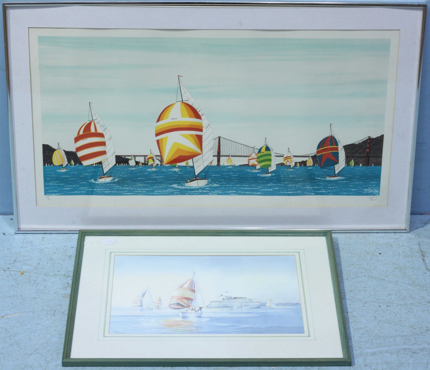 Francois (Fanch) Ledan (1949-), sailing boats in harbour, limited edition colour lithograph no.