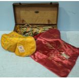 Two WWII satin-embroidered pillow cases worked with Regimental badges, together with a quantity of