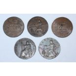 Five 18th Century Copper Halfpenny Provincial Tokens, All Emsworth, Hampshire: 'Earl Howe' 1794, D&H