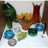 SECTION 26. An assortment of various coloured glass items including vases and bowls, together with