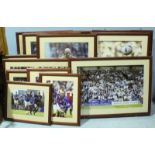 Twelve large framed colour Portsmouth action photo-prints and seven smaller framed photo-prints, all