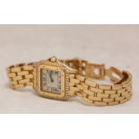 A ladies 18ct yellow gold quartz Panthère de Cartier wristwatch, reference '128 000 M,' The square