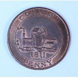 A copy of a Cornish Penny dated 1811, obverse a fish 'For the Accommodation of The County' around, r