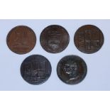 Five 18th Century Copper Halfpenny Provincial Tokens, All Norwich, Norfolk, 'Robert Campin,' 1794,