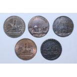 Five 18th Century Copper Halfpenny Provincial Tokens including 4x Suffolk: Blything 'Loyal Suffolk