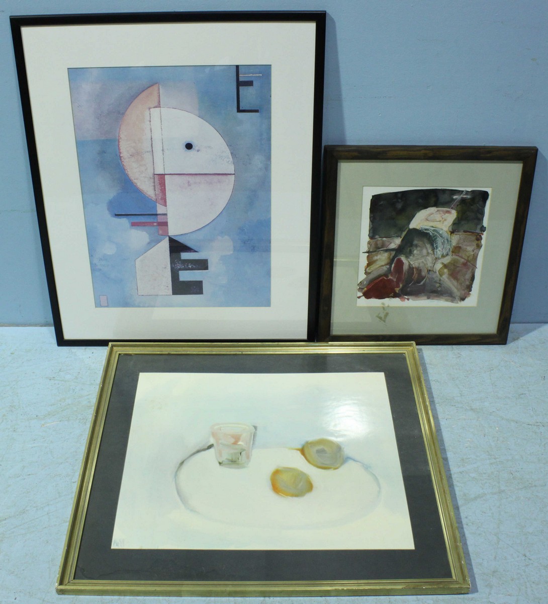 Three various prints including 'The Eye', approximately 65cm x 47cm, a print by Nicolas de Stael and