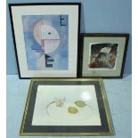 Three various prints including 'The Eye', approximately 65cm x 47cm, a print by Nicolas de Stael and