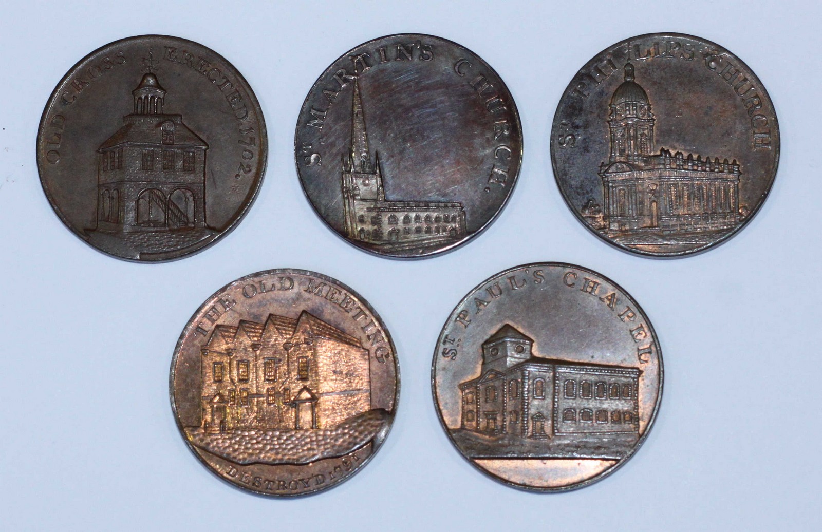 Five 18th Century Copper Halfpenny Provincial Tokens (All Birmingham, Warwickshire, P. Kempson): ' - Bild 2 aus 2