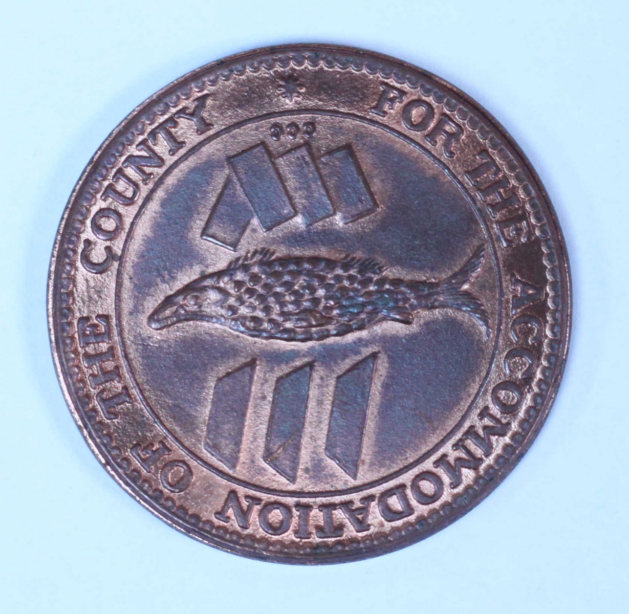 A copy of a Cornish Penny dated 1811, obverse a fish 'For the Accommodation of The County' around, r - Bild 2 aus 2