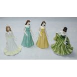 Four Royal Doulton ceramic figures of ladies including 'Leo HN.5340,' 'Gemini HN.5344,' 'Pearl'