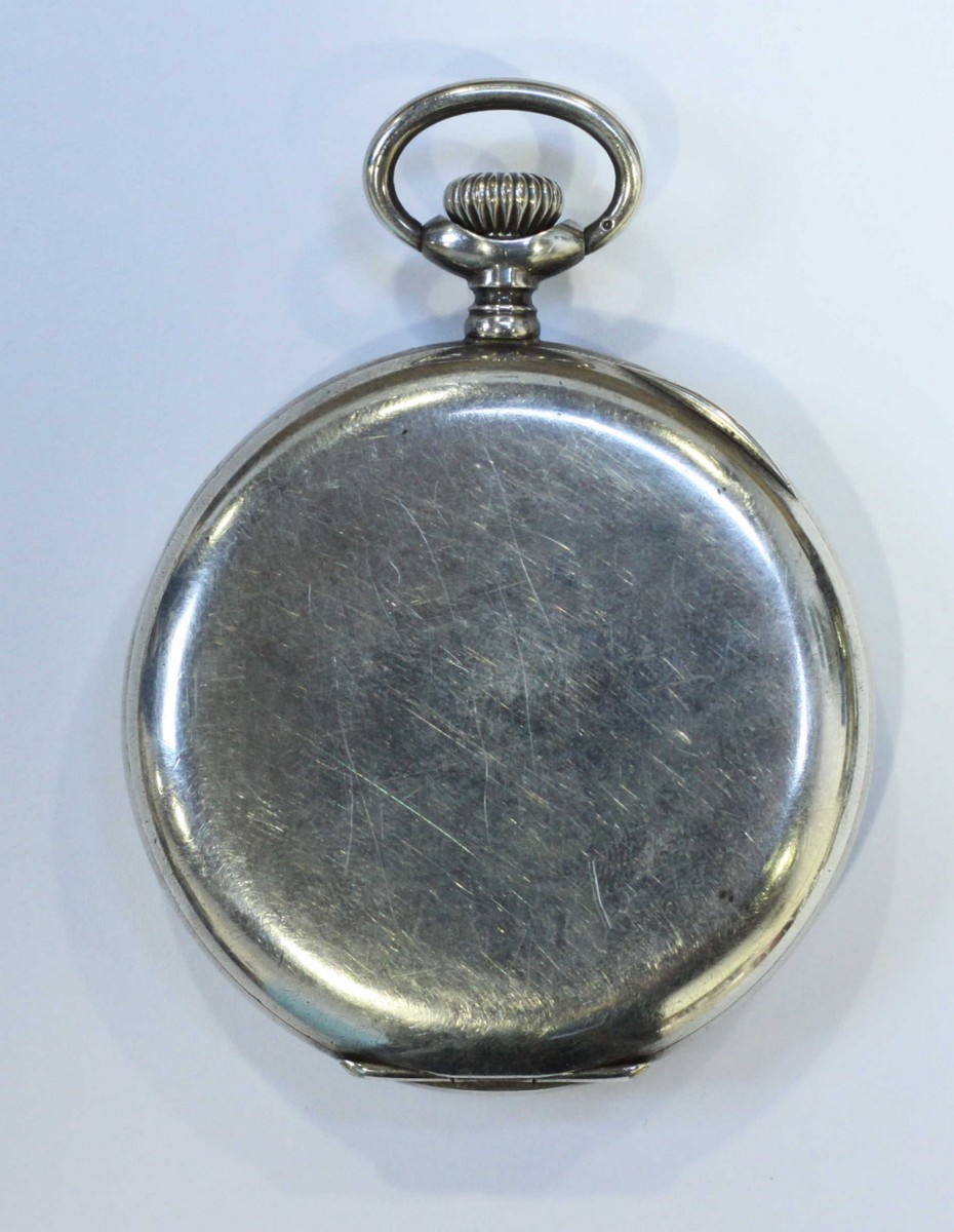 A silver open-faced pocket watch by 'Paul Ditisheim Solvil.' The white dial with Arabic numerals - Image 3 of 3