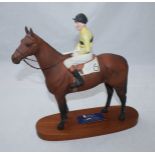 Beswick Connoisseur Horse 'Arkle - Pat Taaffe Up', model No. 2084, bay matt, on wooden plinth.