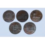 Five 18th Century Copper Halfpenny Provincial Tokens (All Birmingham, Warwickshire): 'P. Kempson, '