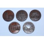 Five 18th Century Copper Halfpenny Provincial Tokens (All Bath, Somerset): All P. Kempson and N.