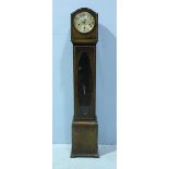 An oak cased shortcase clock by J. Smith & Sons of Derby, the silvered dial with Arabic numerals