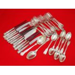 A set of Victorian silver Kings pattern flatware, comprising of six dessert forks, six table forks