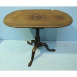 A walnut tilt-top 'bird-cage' occasional table, raised on turned support to tripod base. 92cm