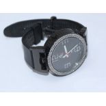 A Gent's black steel Jacobs & Co. wristwatch with 48mm case and detachable rubber strap. Black