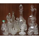 A small collection of assorted cut glass items, including three decanters, together with a number of